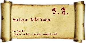 Velzer Nándor névjegykártya